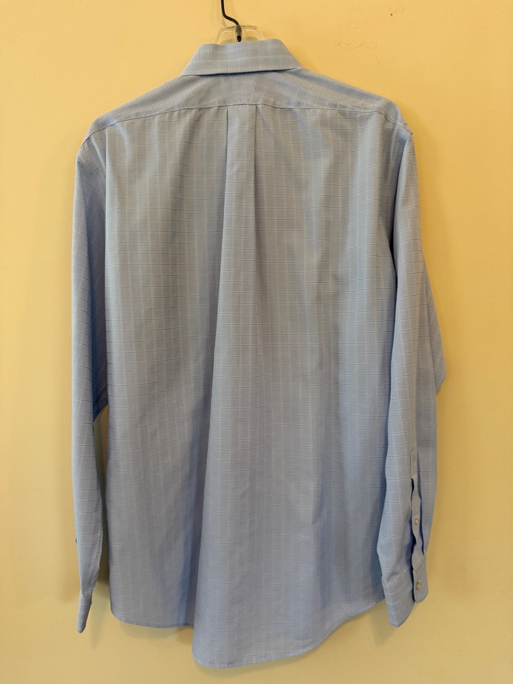 Lands’ End Men’s No Iron Dress Shirt – 16½ x 33 – Light Blue Windowpane - Picture 4 of 13